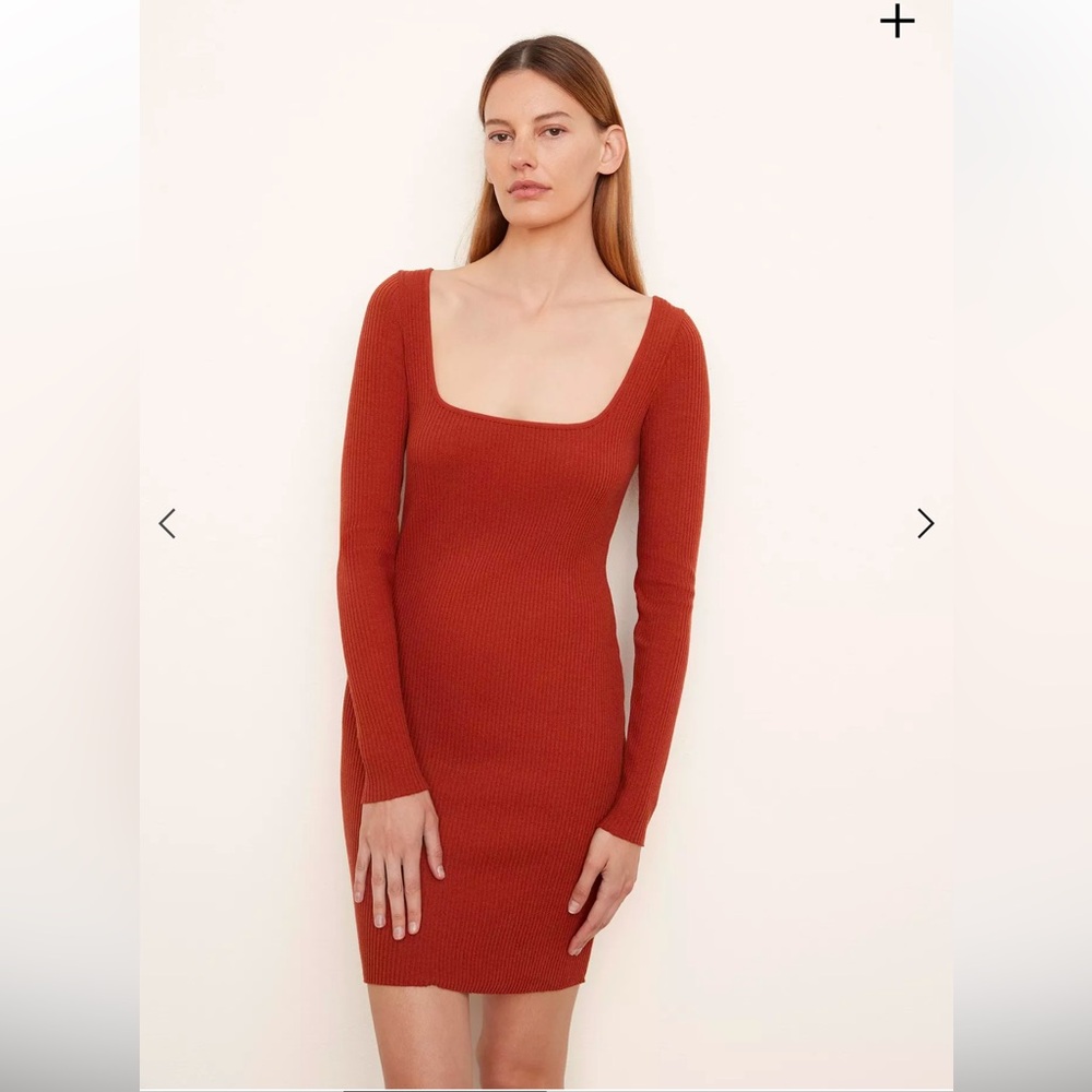 NEW VINCE LONG SLEEVE SQUARE MINI DRESS (L)